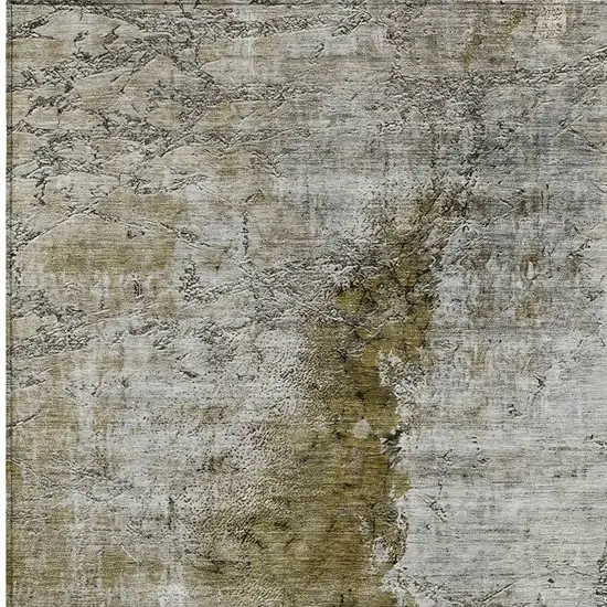 Brown Gray And Silver Abstract Washable Indoor Outdoor Area Rug Photo 6