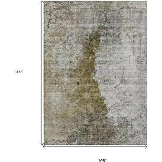 Brown Gray And Silver Abstract Washable Indoor Outdoor Area Rug Photo 3