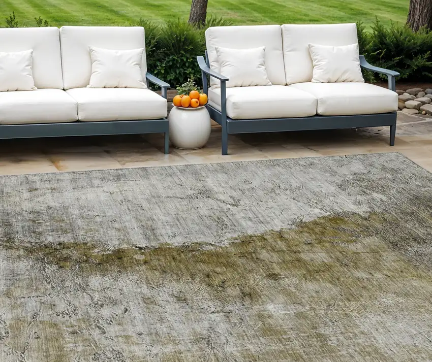 Brown Gray And Silver Abstract Washable Indoor Outdoor Area Rug Photo 1