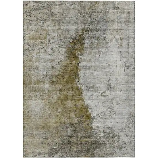Brown Gray And Silver Abstract Washable Indoor Outdoor Area Rug Photo 2