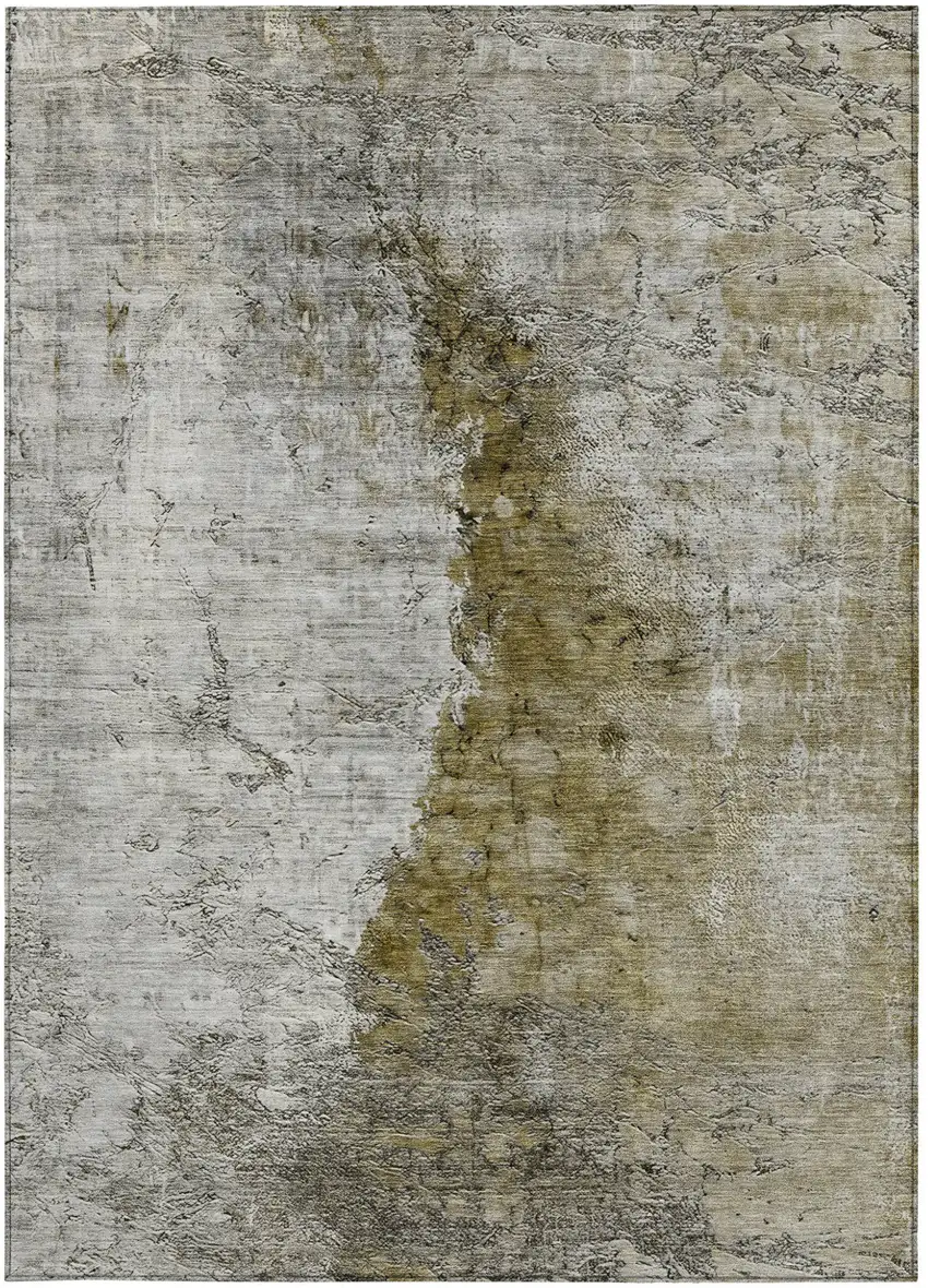 Brown Gray And Silver Abstract Washable Indoor Outdoor Area Rug Photo 8