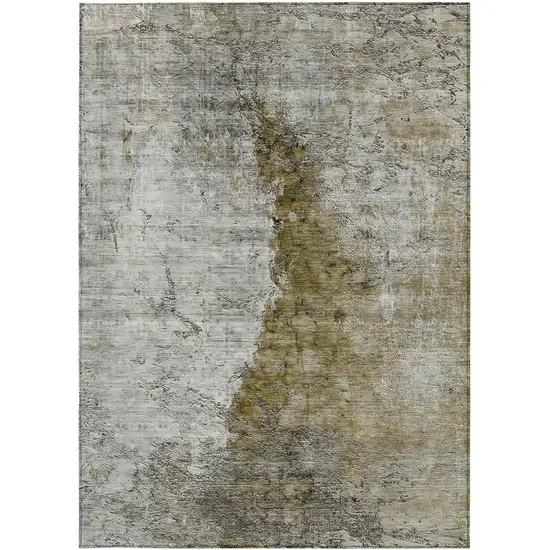 Brown Gray And Silver Abstract Washable Indoor Outdoor Area Rug Photo 8