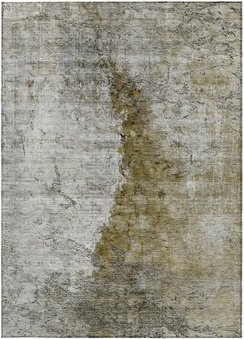 Brown Gray And Silver Abstract Washable Indoor Outdoor Area Rug Photo 8