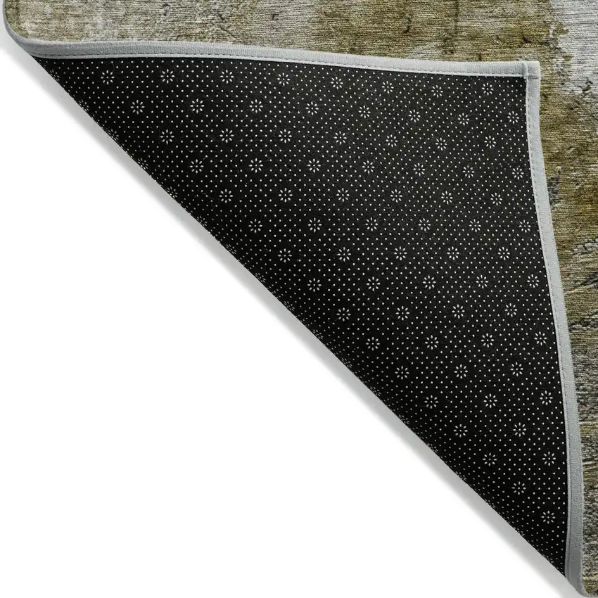 Brown Gray And Silver Abstract Washable Indoor Outdoor Area Rug Photo 4