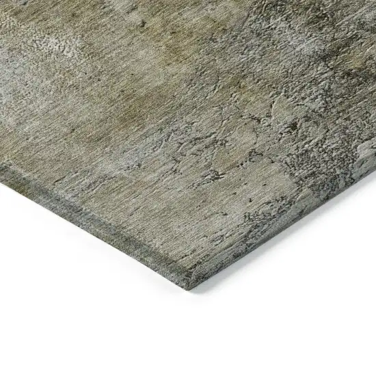 Brown Gray And Silver Abstract Washable Indoor Outdoor Area Rug Photo 5