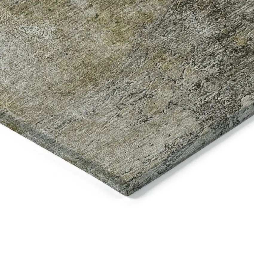 Brown Gray And Silver Abstract Washable Indoor Outdoor Area Rug Photo 5