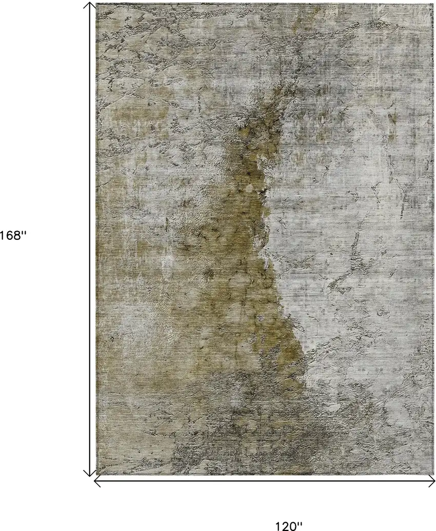Brown Gray And Silver Abstract Washable Indoor Outdoor Area Rug Photo 3