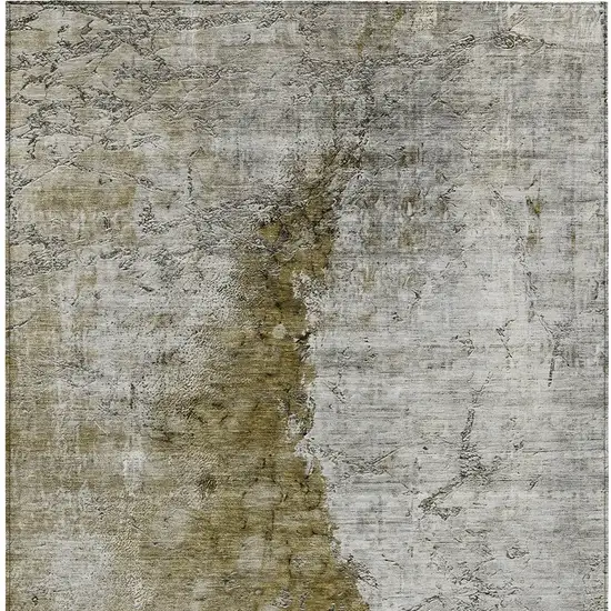 Brown Gray And Silver Abstract Washable Indoor Outdoor Area Rug Photo 7