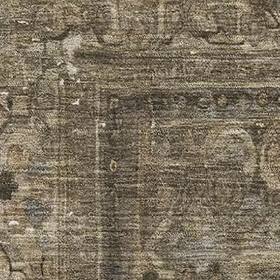 Brown Gray And Silver Floral Medallion Washable Area Rug With UV Protection Photo 2