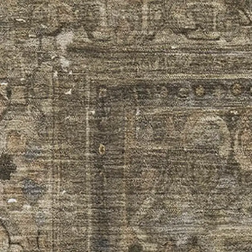 Brown Gray And Silver Floral Medallion Washable Area Rug With UV Protection Photo 2