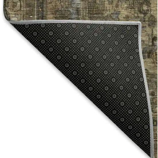 Brown Gray And Silver Floral Medallion Washable Area Rug With UV Protection Photo 6