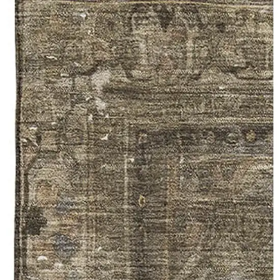 Brown Gray And Silver Floral Medallion Washable Area Rug With UV Protection Photo 2