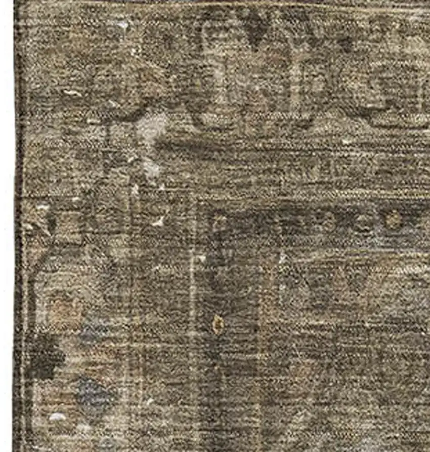 Brown Gray And Silver Floral Medallion Washable Area Rug With UV Protection Photo 2