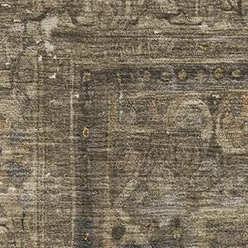 Brown Gray And Silver Floral Medallion Washable Area Rug With UV Protection Photo 2