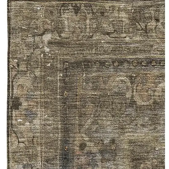 Brown Gray And Silver Floral Medallion Washable Area Rug With UV Protection Photo 3