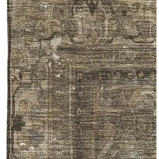 Brown Gray And Silver Floral Medallion Washable Area Rug With UV Protection Photo 2