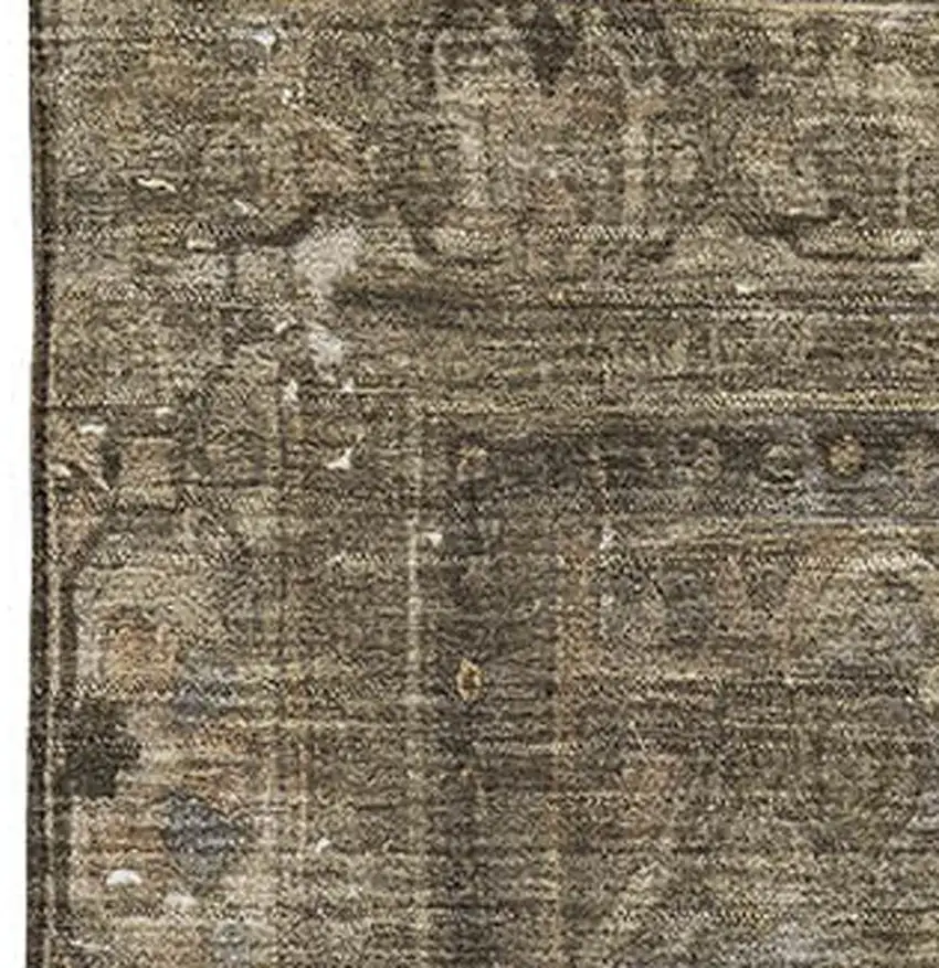 Brown Gray And Silver Floral Medallion Washable Area Rug With UV Protection Photo 2