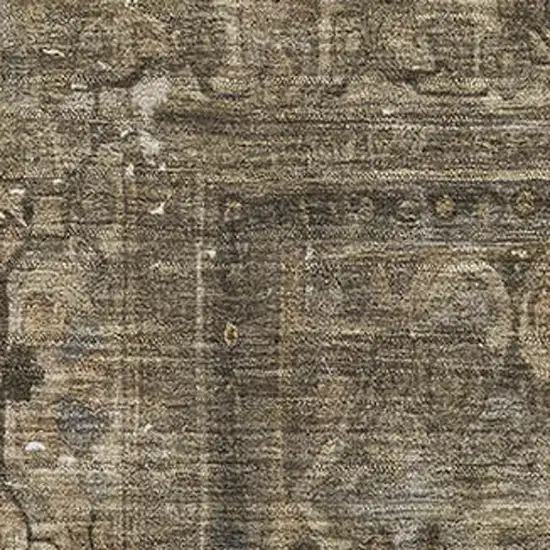 Brown Gray And Silver Floral Medallion Washable Area Rug With UV Protection Photo 2