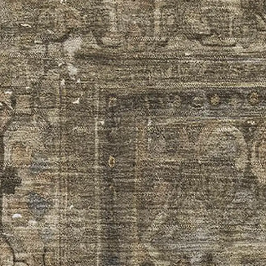 Brown Gray And Silver Floral Medallion Washable Area Rug With UV Protection Photo 2