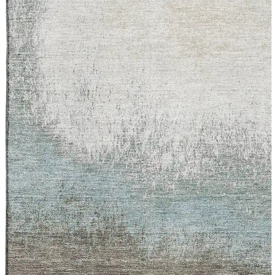 Brown Gray And Silver Ombre Washable Area Rug With UV Protection Photo 3