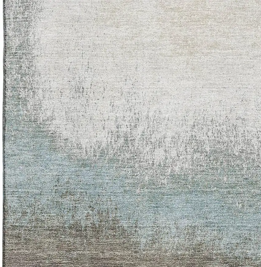 Brown Gray And Silver Ombre Washable Area Rug With UV Protection Photo 3