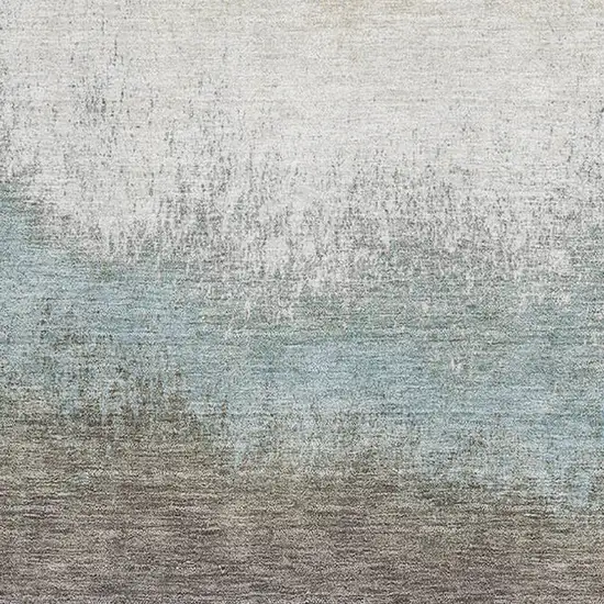 Brown Gray And Silver Ombre Washable Area Rug With UV Protection Photo 3