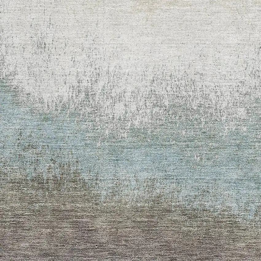 Brown Gray And Silver Ombre Washable Area Rug With UV Protection Photo 3