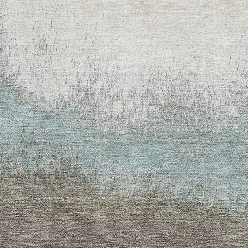 Brown Gray And Silver Ombre Washable Area Rug With UV Protection Photo 3