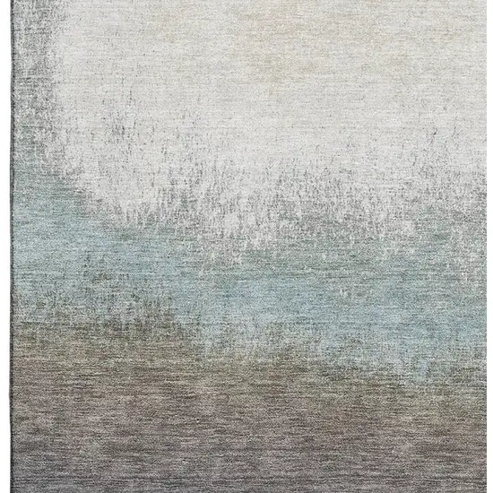 Brown Gray And Silver Ombre Washable Area Rug With UV Protection Photo 4
