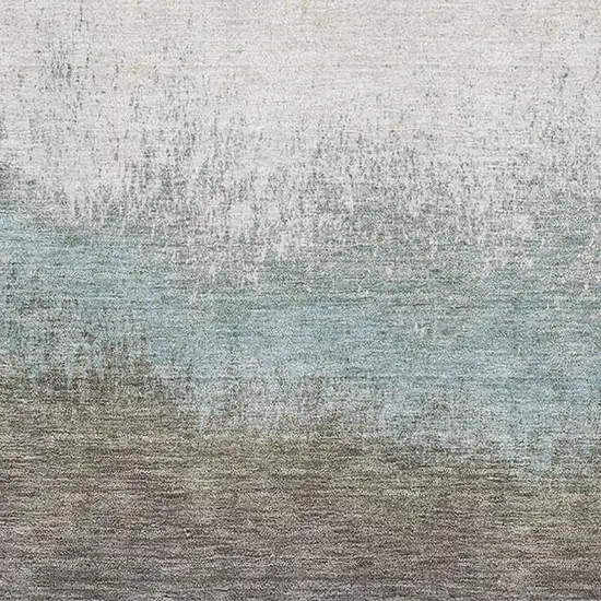 Brown Gray And Silver Ombre Washable Area Rug With UV Protection Photo 3