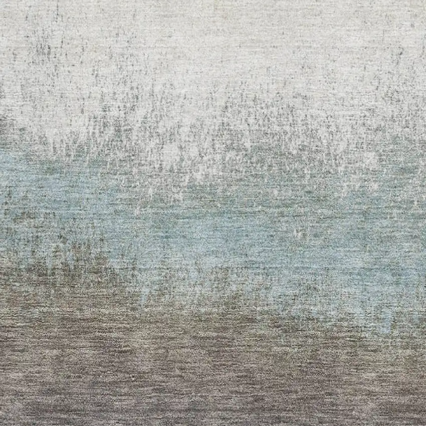 Brown Gray And Silver Ombre Washable Area Rug With UV Protection Photo 3