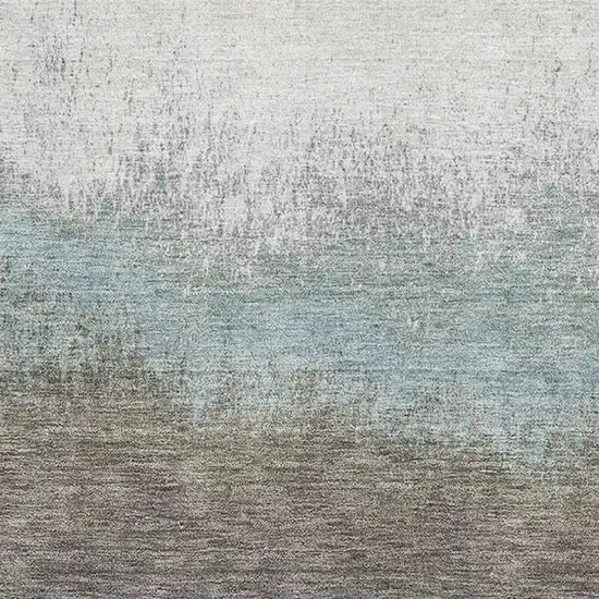 Brown Gray And Silver Ombre Washable Area Rug With UV Protection Photo 3
