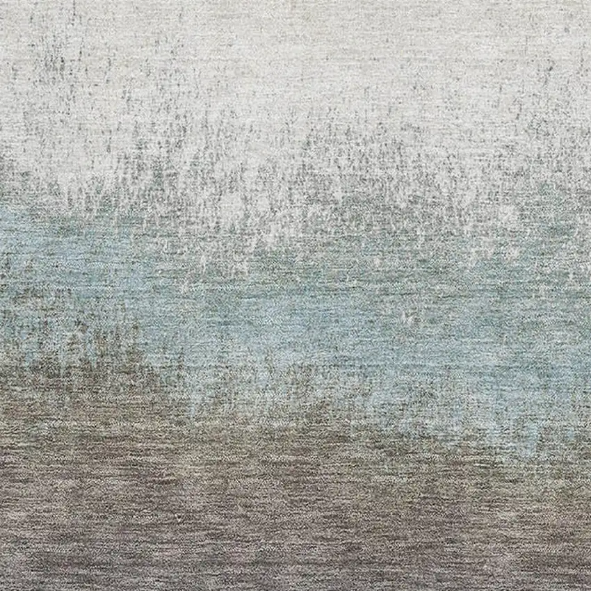 Brown Gray And Silver Ombre Washable Area Rug With UV Protection Photo 3