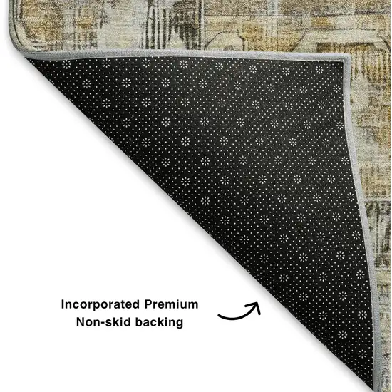 Brown Gray And Silver Oriental Washable Area Rug With UV Protection Photo 6