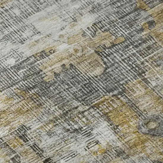 Brown Gray And Silver Oriental Washable Area Rug With UV Protection Photo 9