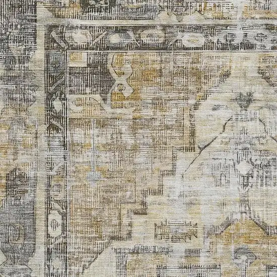 Brown Gray And Silver Oriental Washable Area Rug With UV Protection Photo 2