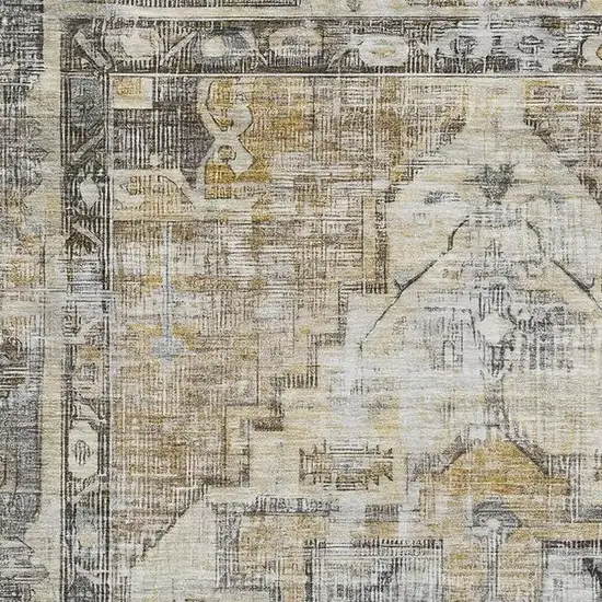 Brown Gray And Silver Oriental Washable Area Rug With UV Protection Photo 2