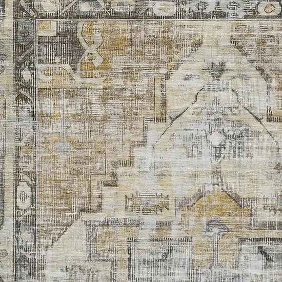 Brown Gray And Silver Oriental Washable Area Rug With UV Protection Photo 2