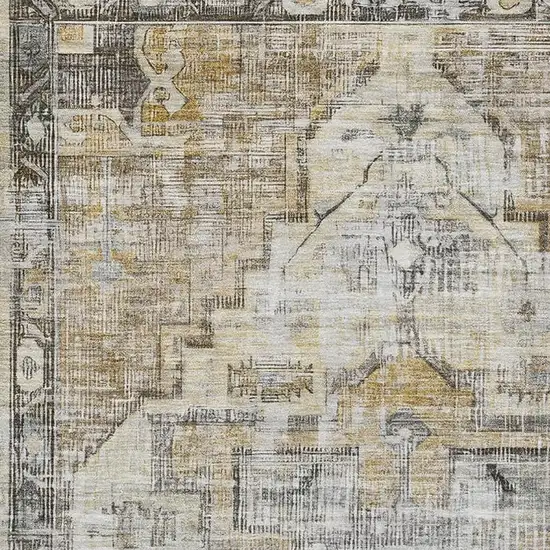 Brown Gray And Silver Oriental Washable Area Rug With UV Protection Photo 2