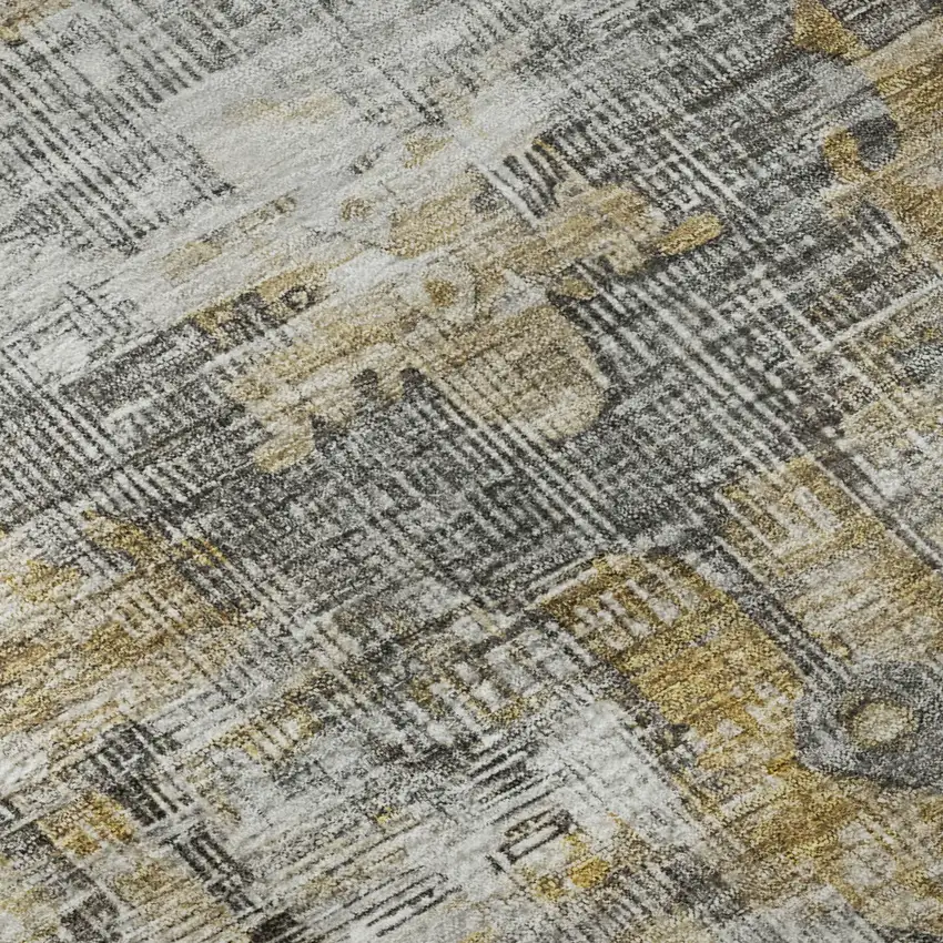 Brown Gray And Silver Oriental Washable Area Rug With UV Protection Photo 9