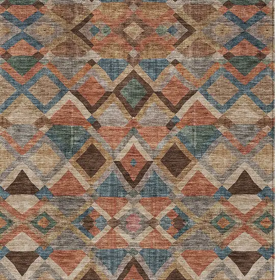 Brown Gray And Tan Geometric Washable Indoor Outdoor Area Rug Photo 5