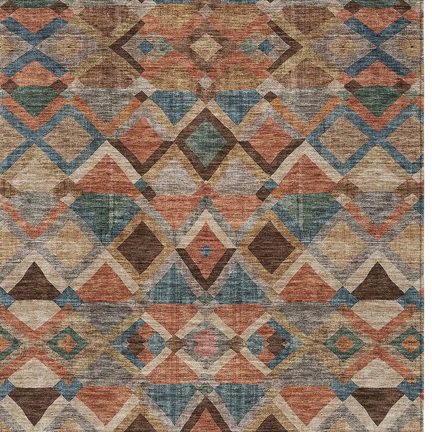 Brown Gray And Tan Geometric Washable Indoor Outdoor Area Rug Photo 5
