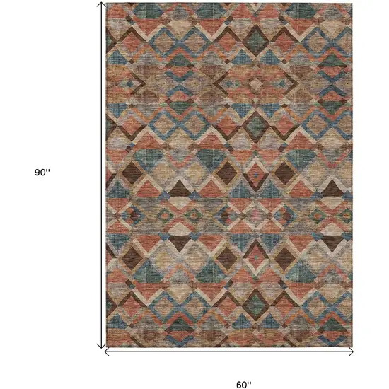 Brown Gray And Tan Geometric Washable Indoor Outdoor Area Rug Photo 8