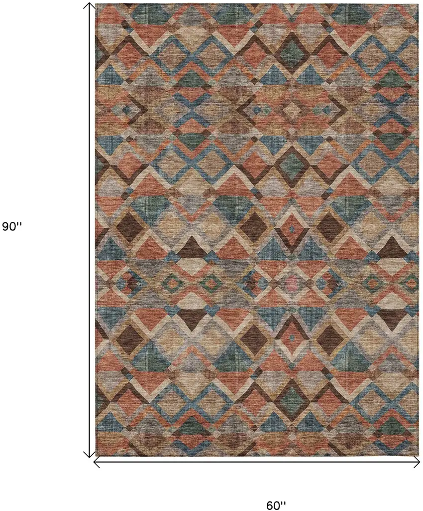 Brown Gray And Tan Geometric Washable Indoor Outdoor Area Rug Photo 8