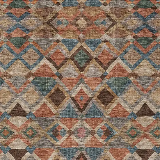 Brown Gray And Tan Geometric Washable Indoor Outdoor Area Rug Photo 5