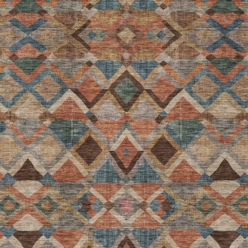 Brown Gray And Tan Geometric Washable Indoor Outdoor Area Rug Photo 5