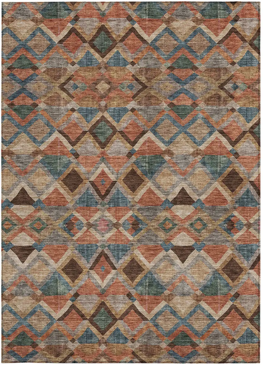 Brown Gray And Tan Geometric Washable Indoor Outdoor Area Rug Photo 6