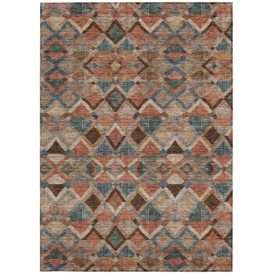 Brown Gray And Tan Geometric Washable Indoor Outdoor Area Rug Photo 6