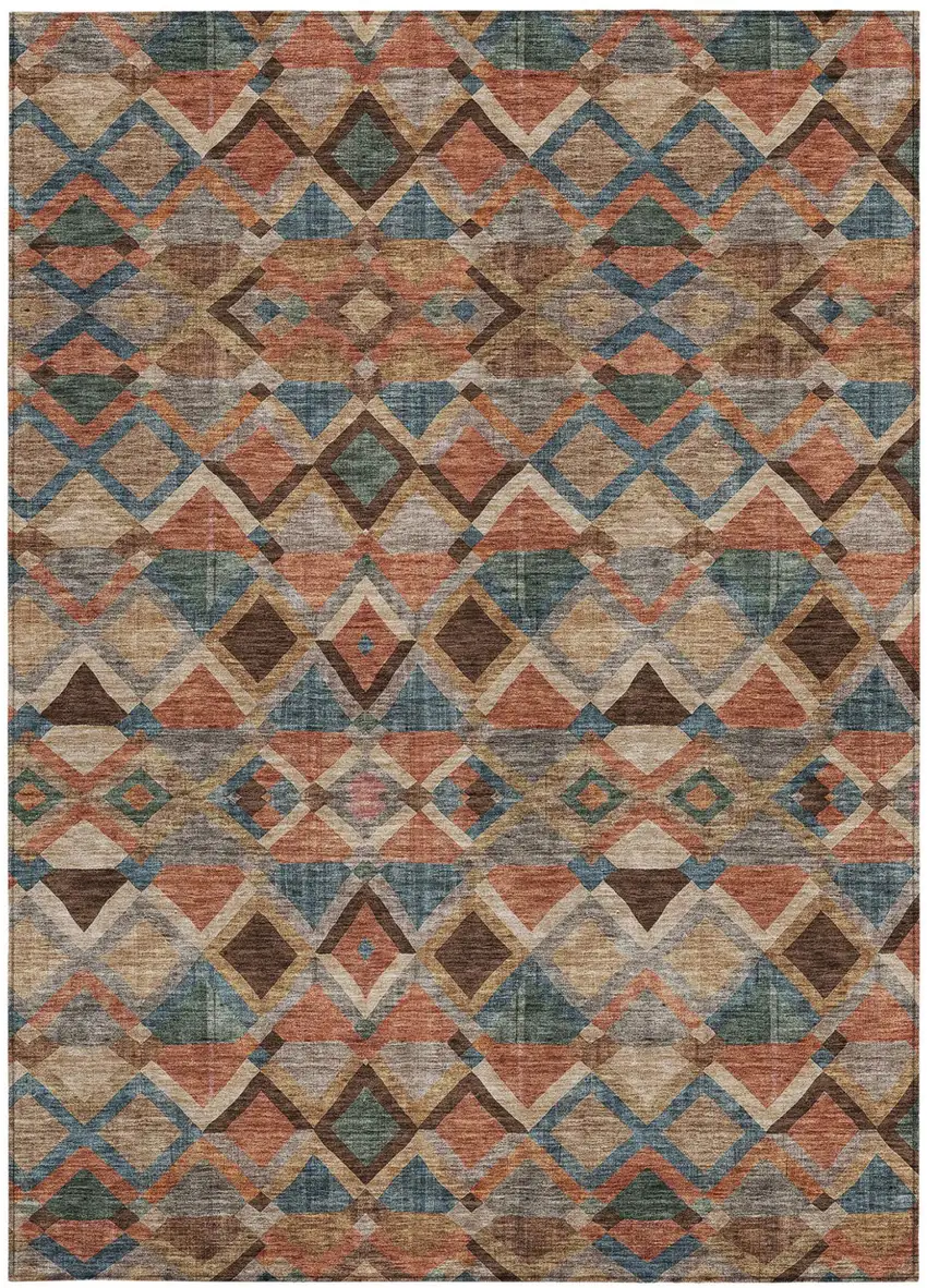 Brown Gray And Tan Geometric Washable Indoor Outdoor Area Rug Photo 6