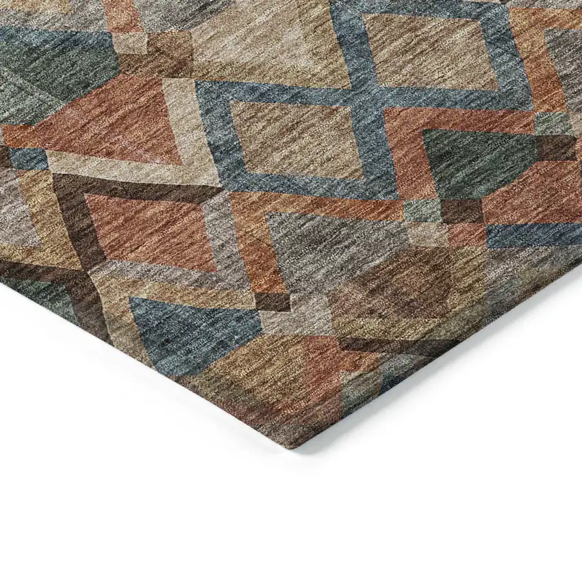 Brown Gray And Tan Geometric Washable Indoor Outdoor Area Rug Photo 4